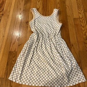 Checkered Girls Dress in Cream and Tan - Used, good condition